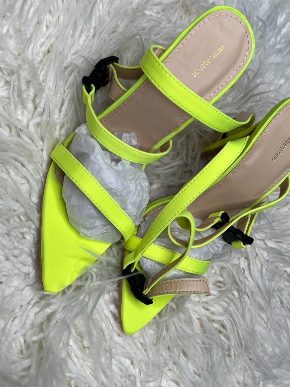 Pretty Little Thing Strap Neon Green Heels
